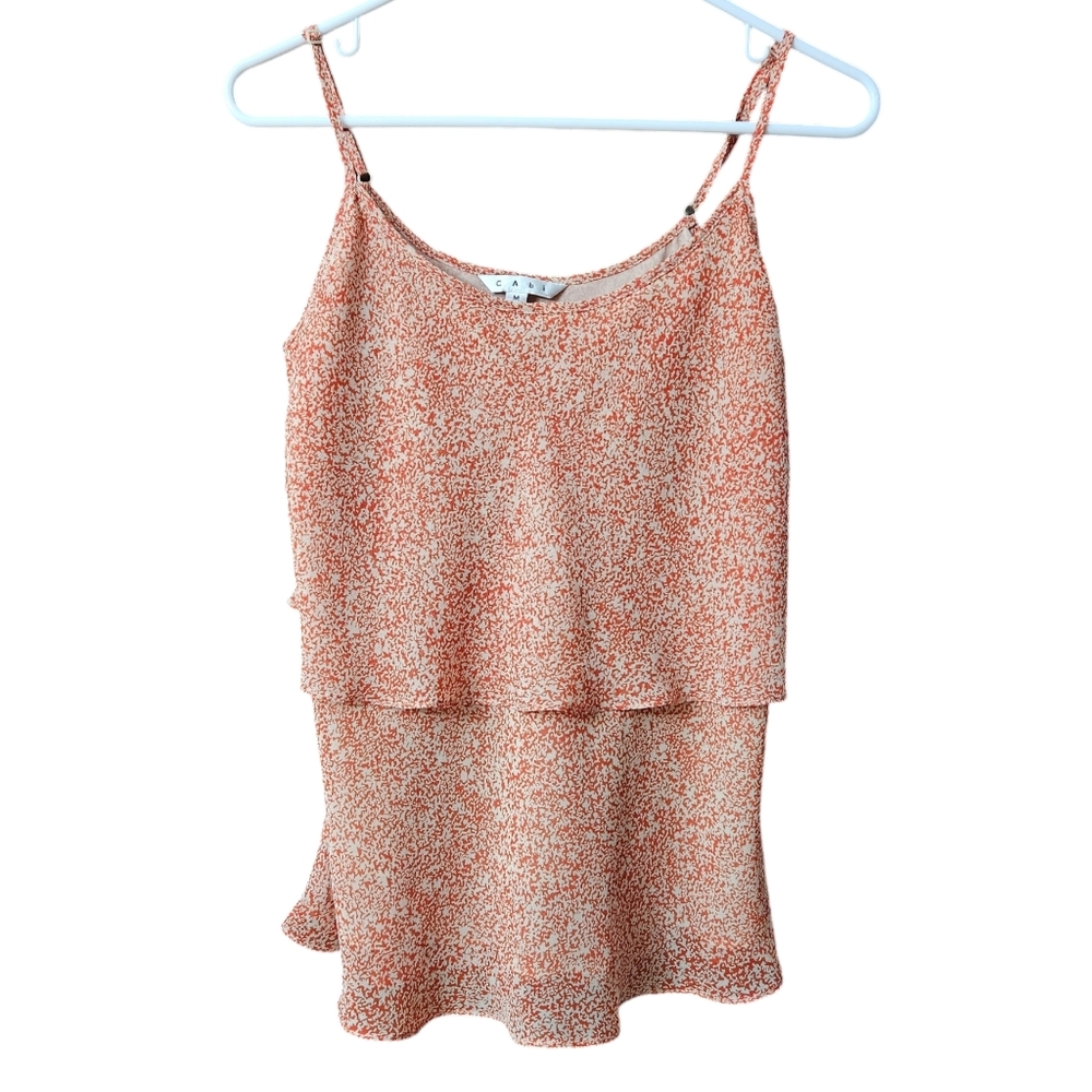 Cabi Women's Camisole Top Size Medium Tiered Lined Orange Lightweight Flowy